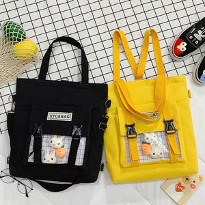 Canvas Transparent Backpack Korea Japan Female Shoulder Bag