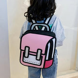 Student Backpack 2D Comic Bookbag Boys Girls School Bag