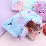 Unicorn Shoulder Bag Girl Plush Crossbody Square Rainbow Fur Purse