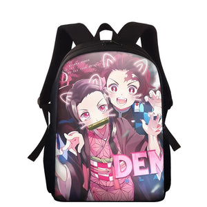 Anime Demon Slayer Print School Bag for Boys and Girls 15 Inch Backpack