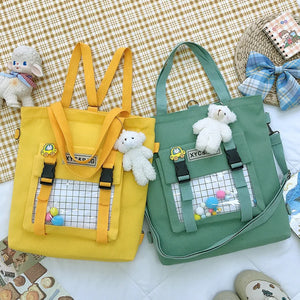 Student Canvas Bag Backpack Korea Japan Female Large Capacity Bag