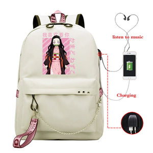 Demon Slayer Anime Backpack School Bag Kpop Unisex Shopper Bag