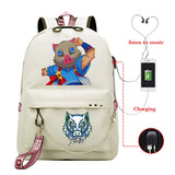 Canvas Kimetsu No Yaiba Anime Backpack School Bags Kpop Unisex Inosuke Hashibira