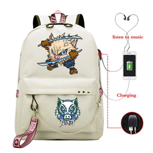 Canvas Kimetsu No Yaiba Anime Backpack School Bags Kpop Unisex Inosuke Hashibira