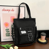Student Canvas Shoulder Bag Large Capacity Tote Multiple Options