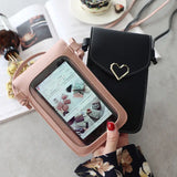 Heart-shaped Mini Crossbody Bag Transparent Touchscreen Retro Shoulder Bag