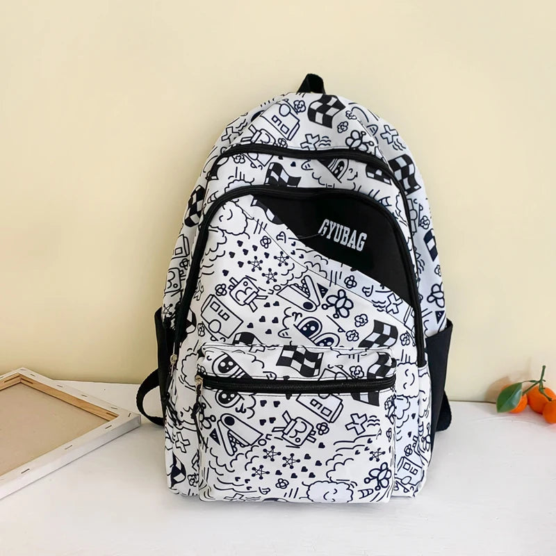 Student Nylon Cartoon Prints Backpack Bag