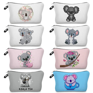 Cartoon Koala Print Pencil Case Makeup Bag