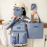 Girls Large Capacity Canvas Backpack Set