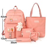 Girls Large Capacity Canvas Backpack Set
