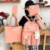 Girls Large Capacity Canvas Backpack Set