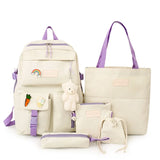 Girls Large Capacity Canvas Backpack Set