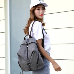 Canvas Backpack School Lady Girl