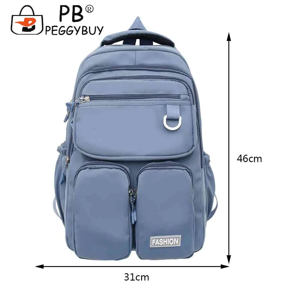 Student Schoolbag Solid Sports Knapsack Large Capacity Waterproof Nylon
