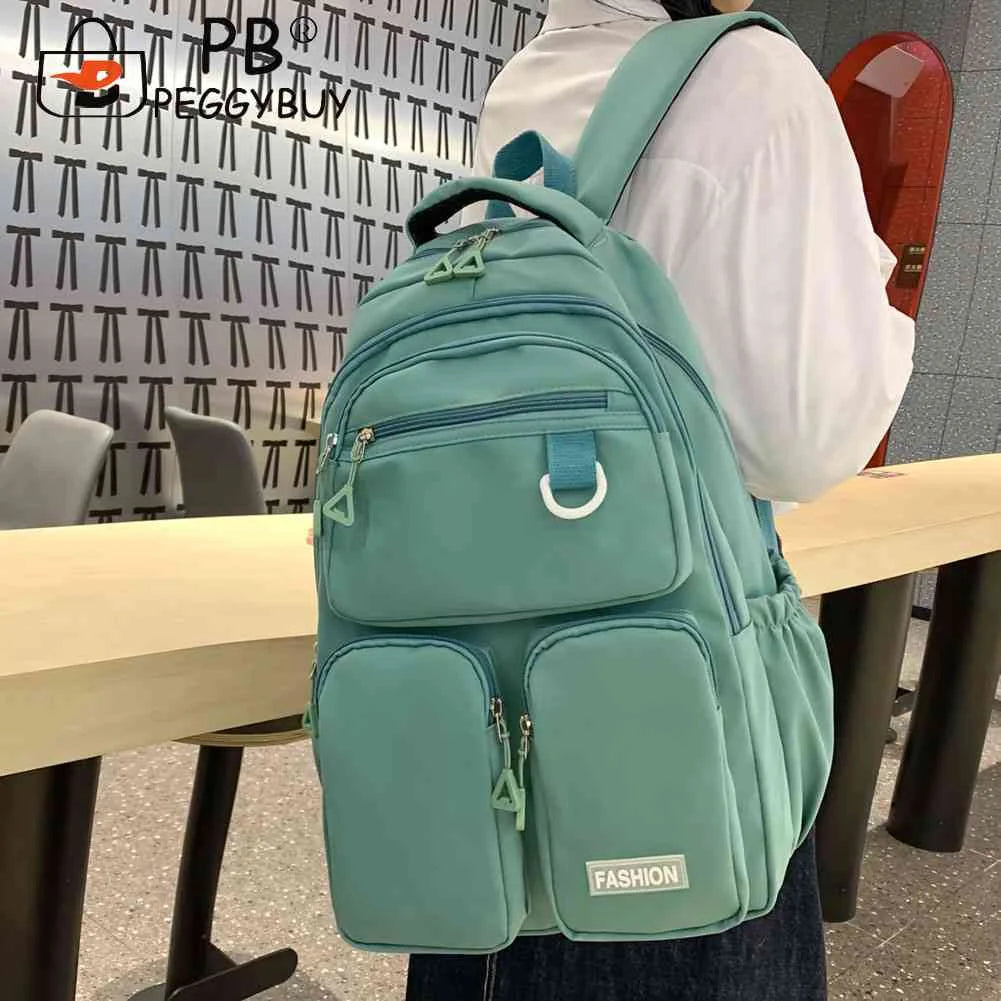 Student Schoolbag Solid Sports Knapsack Large Capacity Waterproof Nylon