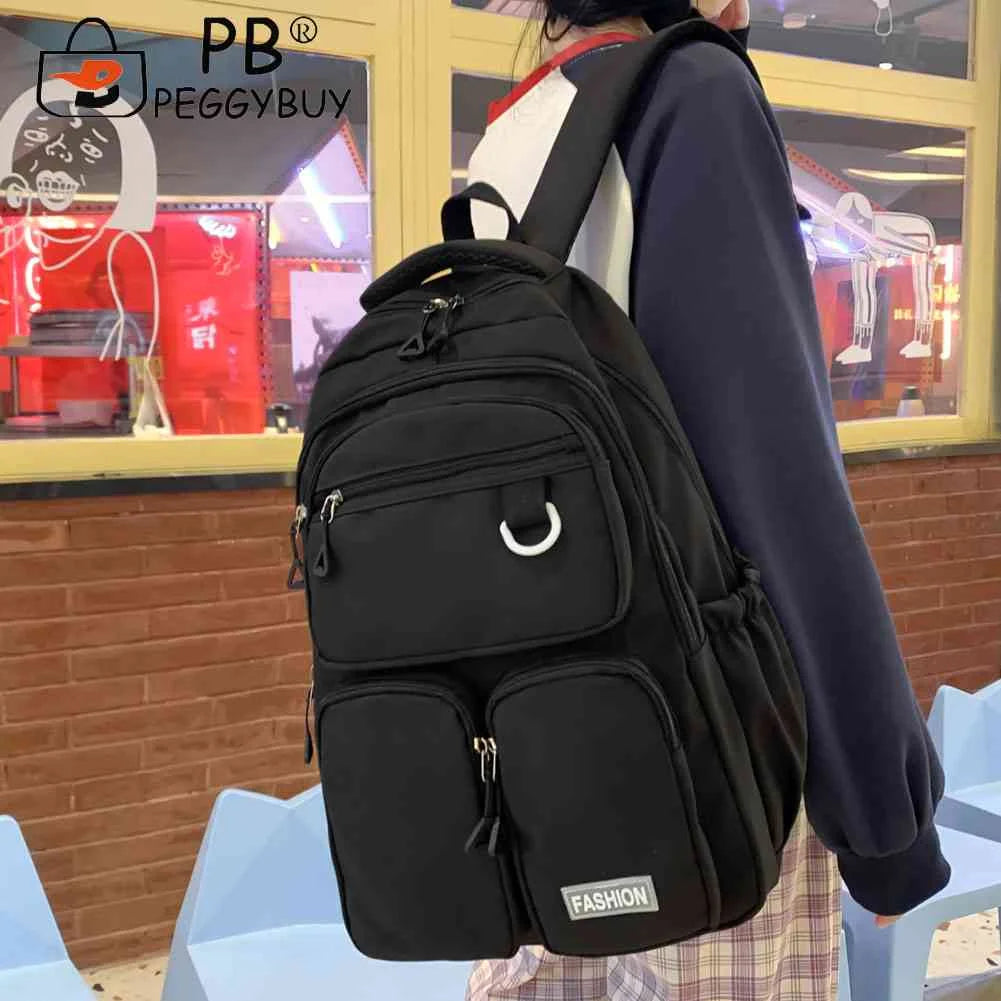 Student Schoolbag Solid Sports Knapsack Large Capacity Waterproof Nylon