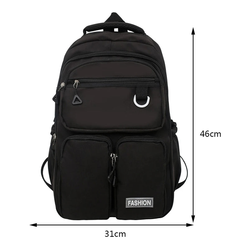 Student Schoolbag Solid Sports Knapsack Large Capacity Waterproof Nylon