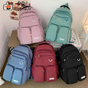 Student Schoolbag Solid Sports Knapsack Large Capacity Waterproof Nylon