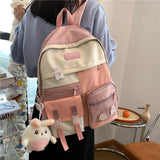 Teen Girls Schoolbag Patchwork Backpack High College Waterproof Shoulder Bag