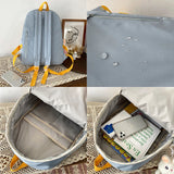 Teen Girls Schoolbag Patchwork Backpack High College Waterproof Shoulder Bag