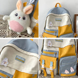Teen Girls Schoolbag Patchwork Backpack High College Waterproof Shoulder Bag
