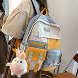 Teen Girls Schoolbag Patchwork Backpack High College Waterproof Shoulder Bag
