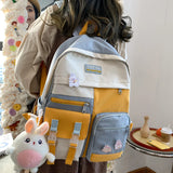 Teen Girls Schoolbag Patchwork Backpack High College Waterproof Shoulder Bag