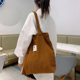Corduroy Student Shoulder Bag High-capacity Handbag