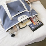 Casual Bear Print Canvas Shoulder Bag Women Larger Capacity Tote Bag