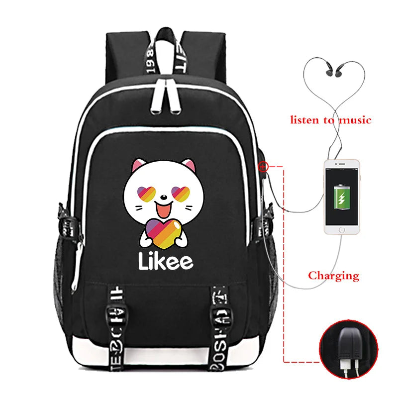Student Travel Bag Laptop Backpack USB Charging Zipper Bookbag C235