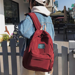 Waterproof Nylon Backpack for College Teenage Girl School Bag