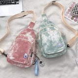 Tie-dye Shoulder Bag Women Canvas Cross Body Harajuku Teens Retro