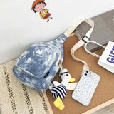Tie-dye Shoulder Bag Women Canvas Cross Body Harajuku Teens Retro