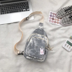 Tie-dye Shoulder Bag Women Canvas Cross Body Harajuku Teens Retro