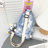 Tie-dye Shoulder Bag Women Canvas Cross Body Harajuku Teens Retro
