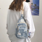 Tie-dye Shoulder Bag Women Canvas Cross Body Harajuku Teens Retro