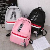 Stripes Canvas Backpack Teenager Girls Shoulder Bag High School Book bags
