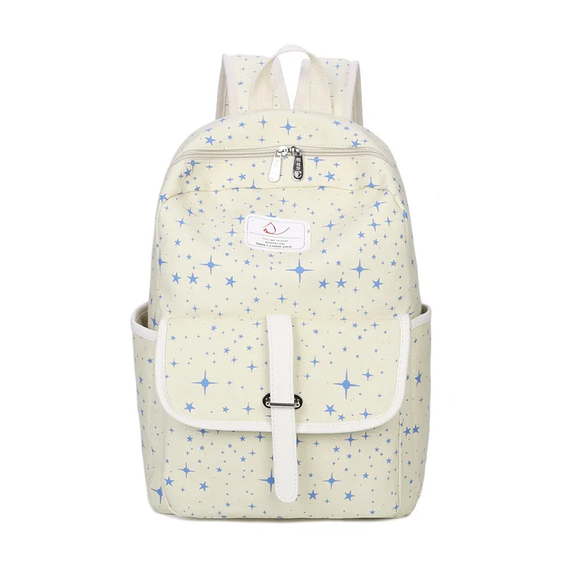 Canvas Starlight Printing Backpack for Teenager Girls