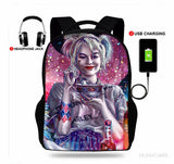 Quinn Print Backpack School Bags For Girls Bagpack Mochila Escolar USB Charging