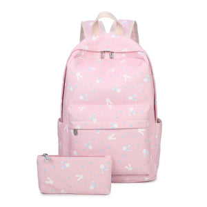 Students Cartoon Rabbit Printing Backpack Travel Bagpack Girls Laptop School Bag