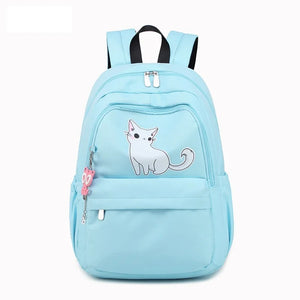 Kitten Cat Print Backpack Girls Travel Shoulder Bag