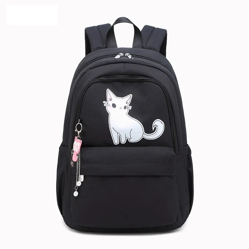 Kitten Cat Print Backpack Girls Travel Shoulder Bag