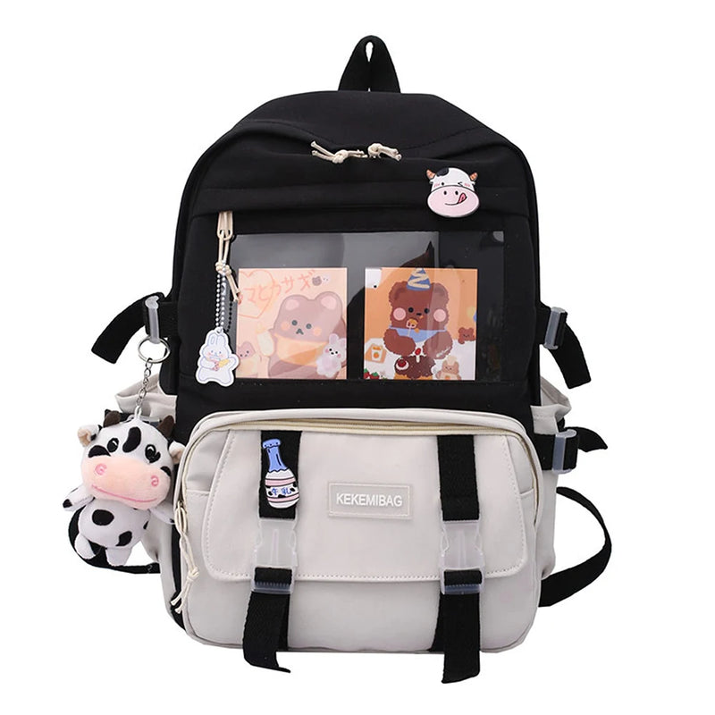 Preppy Style Backpack Book Bags Contrast Backpack Women Knapsack