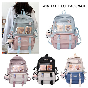 Preppy Style Backpack Book Bags Contrast Backpack Women Knapsack