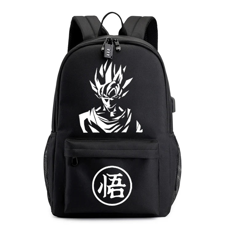 Goku School Backpacks USB Charging for Teenagers Travel Large Capacity