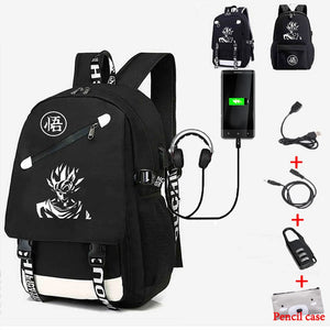 Goku Luminous Backpack USB Charging for Teenagers Travel Large Capacity