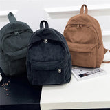 Soft Fabric Backpack Female Corduroy School Backpack For Teenage Girls