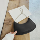 Chain Strap Shoulder Bag Women Casual Solid Underarm Bag Female