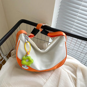 Chic Contrast Colour Nylon Shoulder Bag