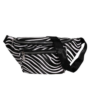 Cow Stripe Printed PU Waist Bag for Women